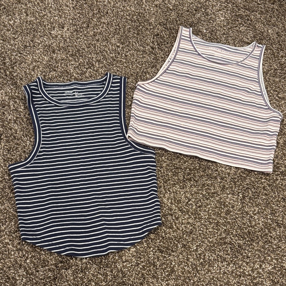 Aerie Navy and White Striped Tank Tops